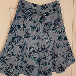 Tropical Hawaii palm leaves blue skirt by JM Collection Size 12